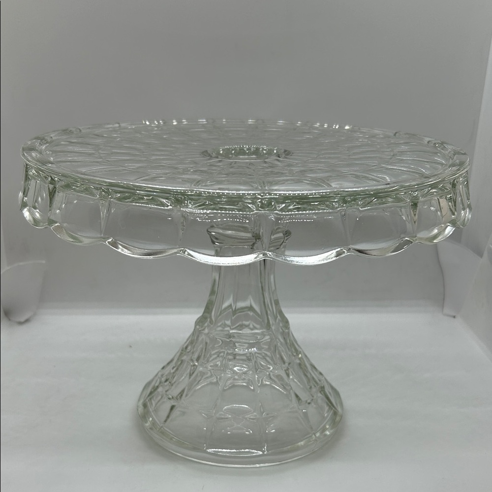 Vintage Indiana Glass Constellation Pattern Pedestal Cake Plate w/Rum Well